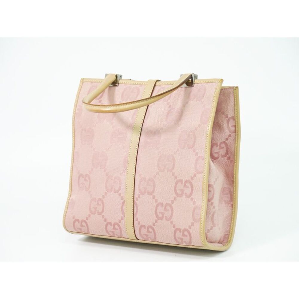 Gucci Jackie 1961 Tote Gg Denim And Leather Pink Canvas Handbag - Picture 2 of 15